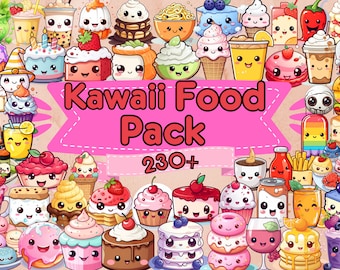 Kawaii Food Pack Süße Süße Leckereien Clipart SVG Kawaii Grafiken PNG für Aufkleber Digital Planer Kawaii Cute Food Vektorgrafiken Bester Freund