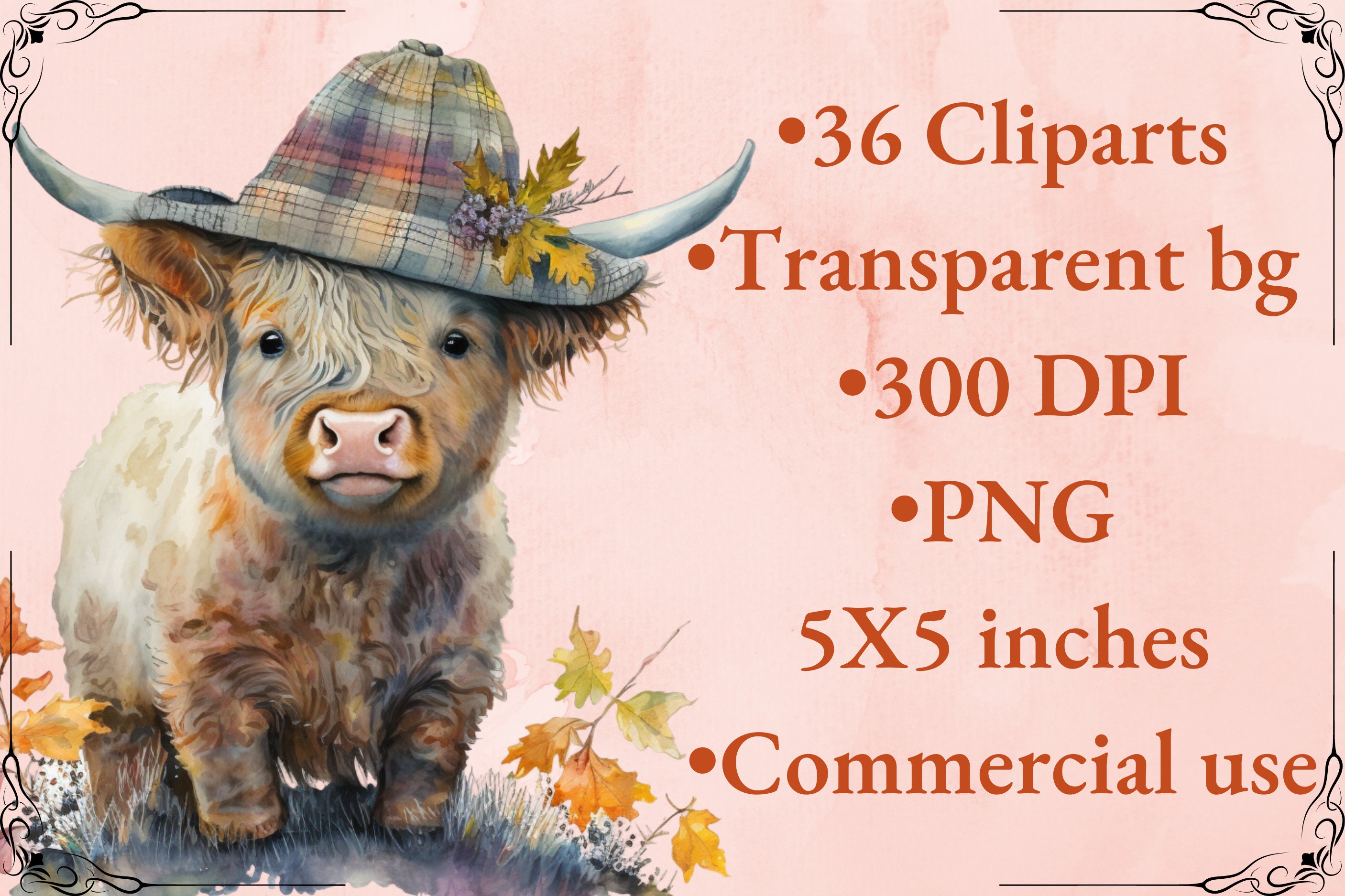 Highland Cow Png Watercolor Clipart Highland Cow Baby Baby - Etsy