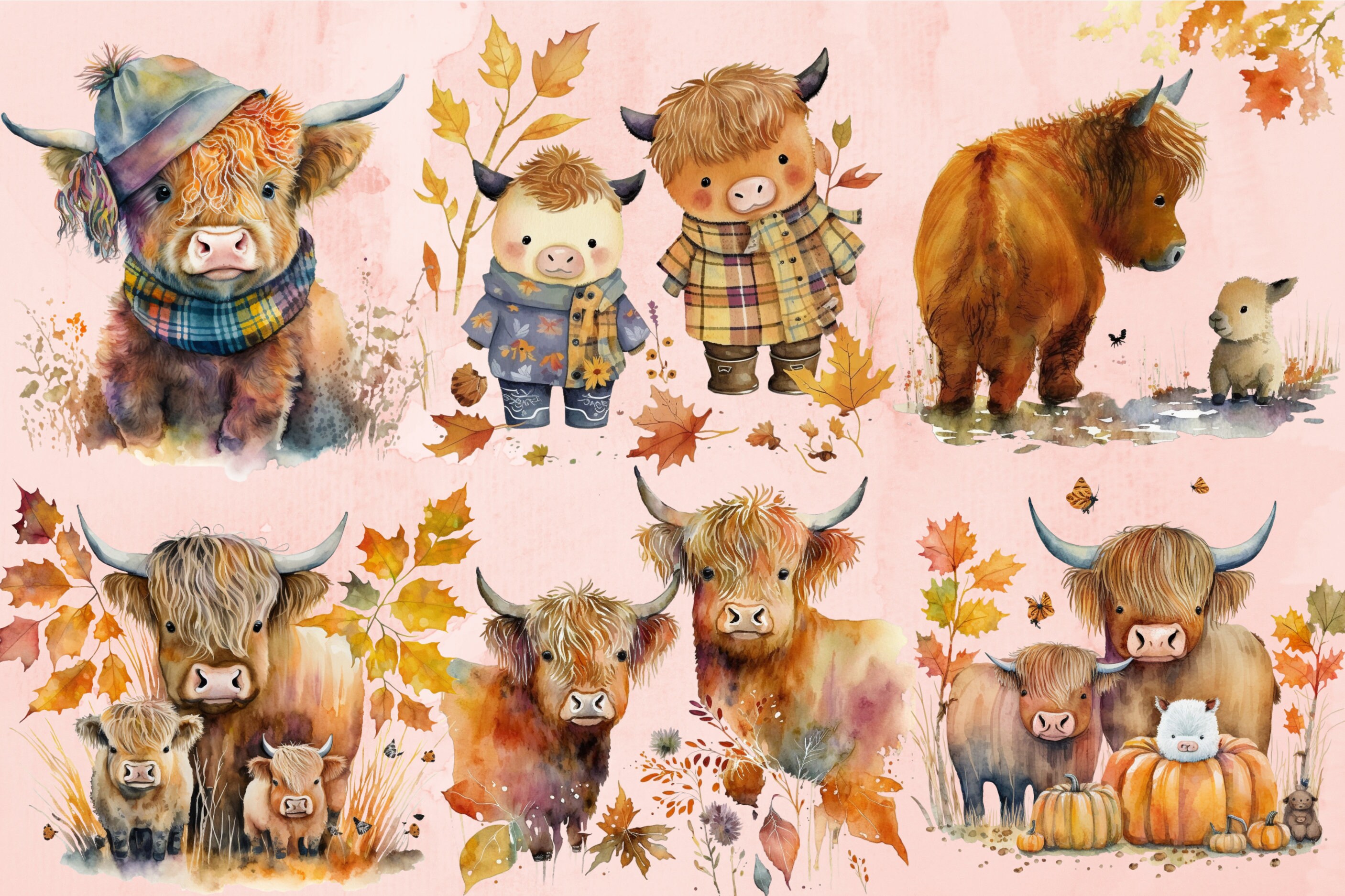 Highland Cow Png Watercolor Clipart Highland Cow Baby Baby - Etsy