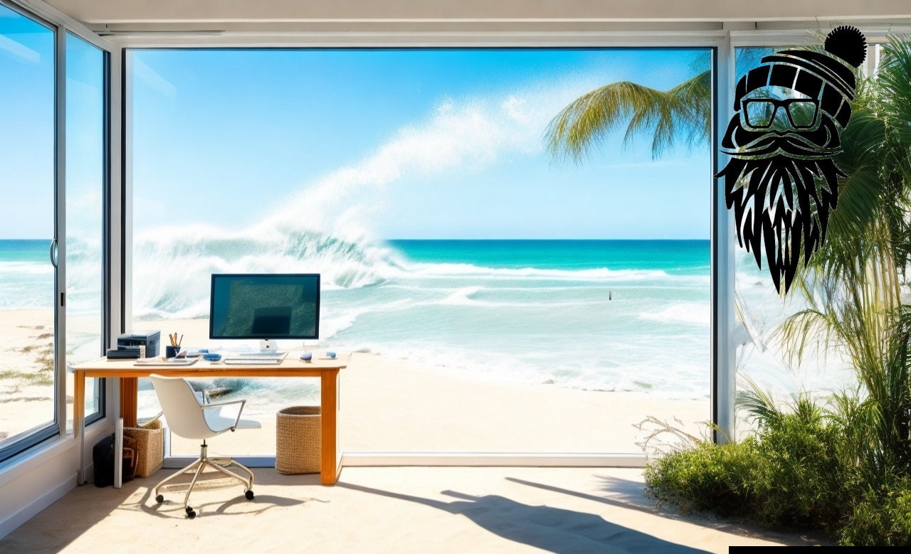 Virtual Meeting Background: Office on a Sandy Beach - Etsy