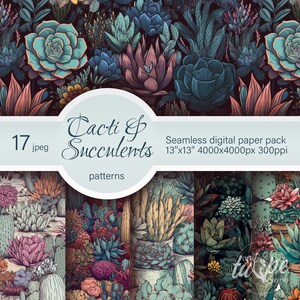 Incroyable Cactus Plantes Succulentes Papier Numérique Sans Soudure Motif Floral Fond Modèles De Thème Botanique Téléchargement Instantané Gratuit Pour Un Usage Commercial