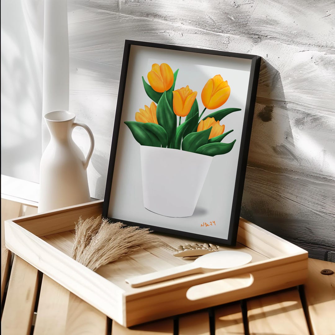 Yellow Tulip Poster | Plant Wall Art Print | Floral Arrangement Section ...