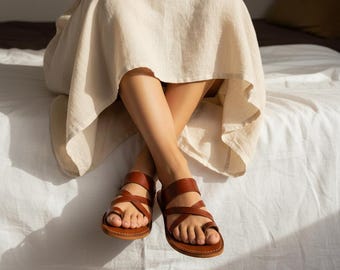 Handgefertigte Ledersandalen (Unisex), Babouche aus Naturleder, orthopädische Hausschuhe im traditionellen Stil, marokkanische Handwerksschuhe