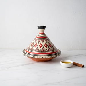 Handmade Moroccan Tagine Pot | Natural Clay Ceramic Cooking Tagine | Lead-Free Artisan Pottery | Hand Painted Zellige | Decorative Cookware