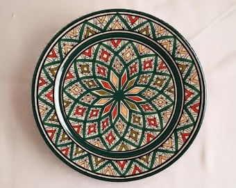 Handmade Moroccan Plate – Wall Decor or Serving Dish – Hand-Painted Zellige Design