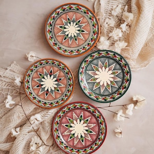 Handmade Moroccan Plate – Wall Decor or Serving Dish – Hand-Painted Zellige Design