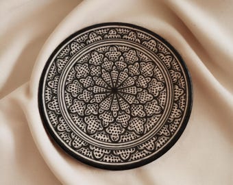 Handmade Moroccan Plate – Wall Decor or Serving Dish – Hand-Painted Zellige Design