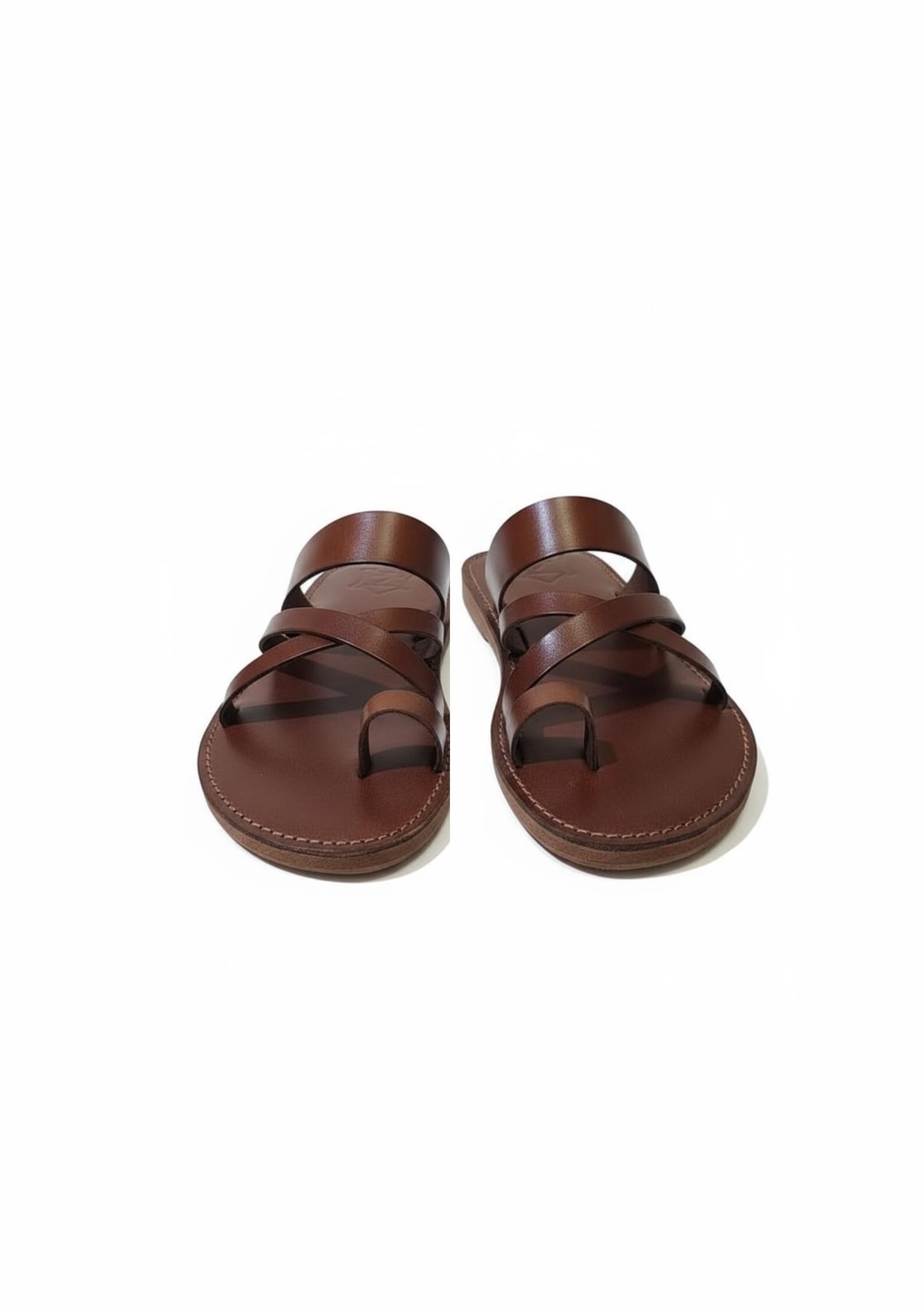 100% Moroccan Leather Toe Loop Beach Sandals – Natural Beige – Handmade, Flat, Women's Flip Flops