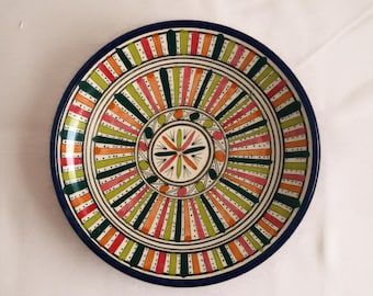 Handmade Moroccan Plate – Wall Decor or Serving Dish – Hand-Painted Zellige Design