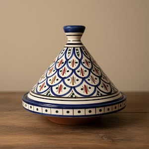 Handmade Moroccan Tagine Pot Blue Green Red | Ceramic Cooking Tagine | Hand Painted Zellige Design | Traditional Tajine | Moroccan Decor