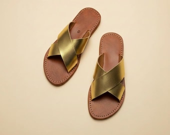 Handgefertigte Ledersandalen für Damen, Babouche aus Naturleder, traditionelle Hausschuhe, orthopädische Schuhe aus handgefertigter Produktion