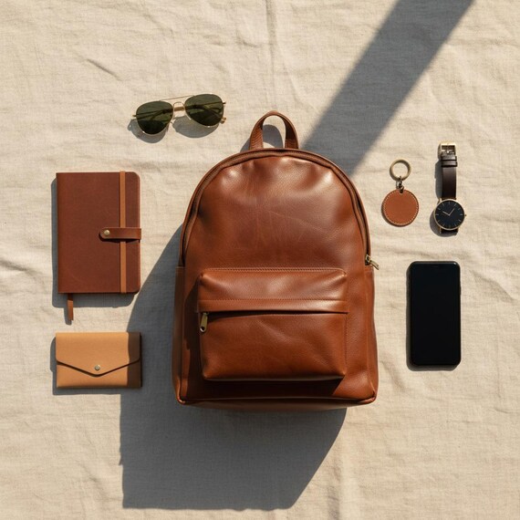 Handmade Moroccan Leather Backpack | Genuine Leather  display picture 2