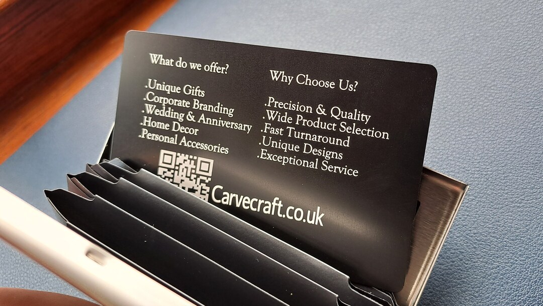 5 Metal Business Cards with QR Codes Laser Engraved 45mm Etsy UK