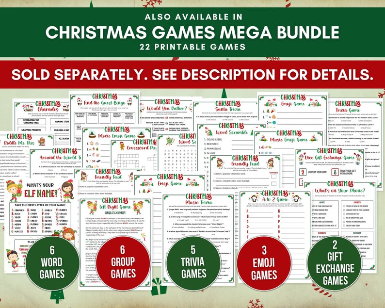 Printable Christmas Charades Game for Kids, 30 Prompts With Christmas ...