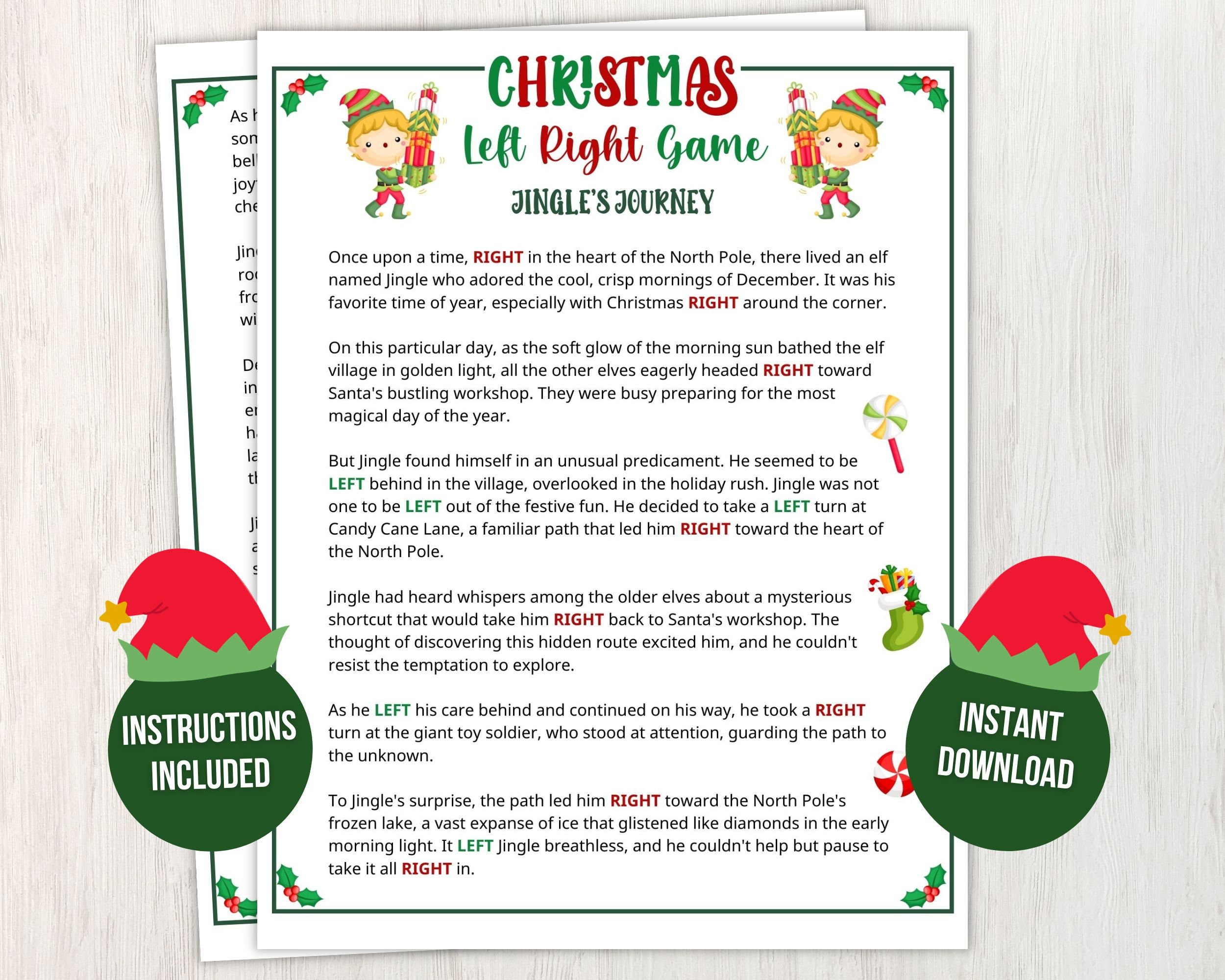 Printable Christmas Left Right Game for Kids and Adults Fun Christmas Printable Christmas Left Right Game for Kids and Adults Fun Christmas