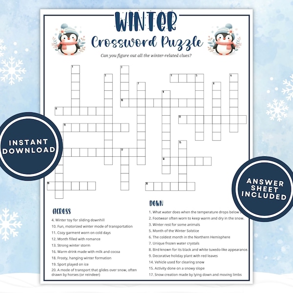 Crossword Puzzle Etsy