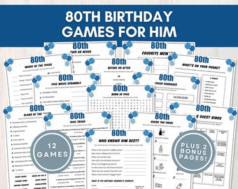 80th Birthday Games for Him, 80th Birthday Men, Born in 1945 Trivia Games, 80th Birthday Ideas, Dad 80th Birthday Party, Instant Download