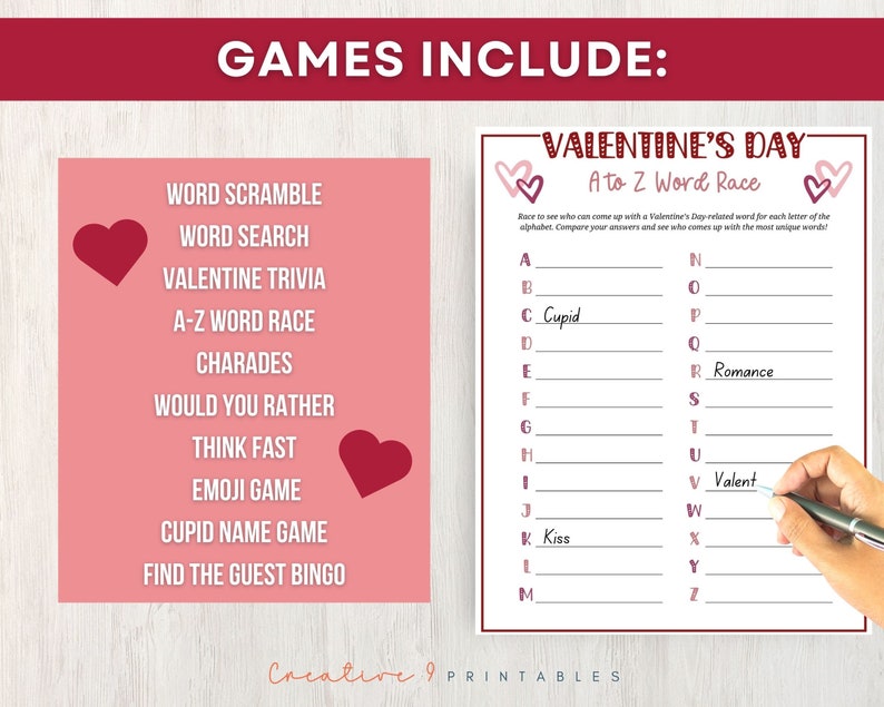Valentine's Day Game Bundle for Kids, 10 Fun Printable Valentine Party ...