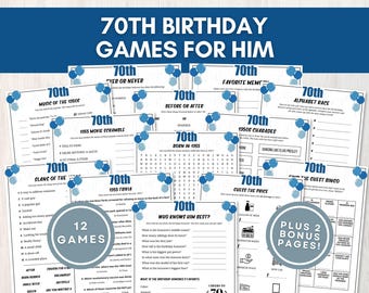 70th Birthday Games for Him, 70th Birthday Men, Born in 1955 Trivia Games, Dad 70th Birthday Ideas, Back in 1955 Printable, Instant Download