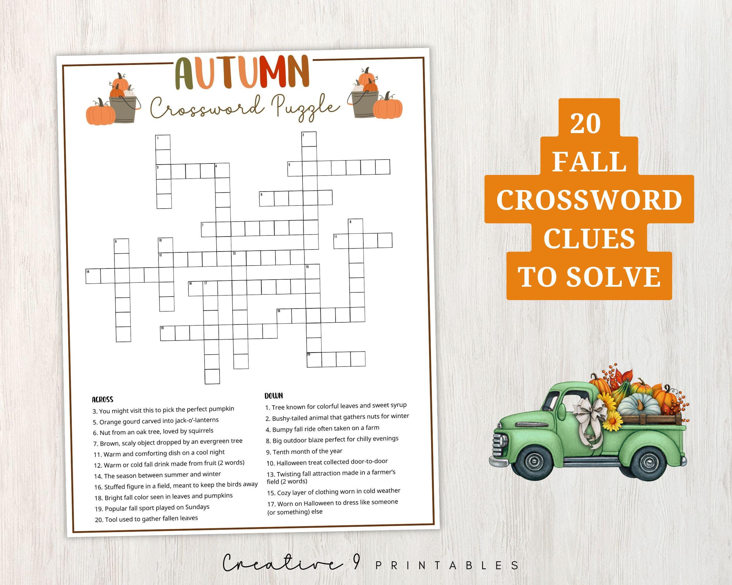 Fall Crossword Puzzle for Kids & Adults, Printable Fall Word Game, Fun  Family Fall Activity, Fall Party Game, Autumn Game, Instant Download - Etsy