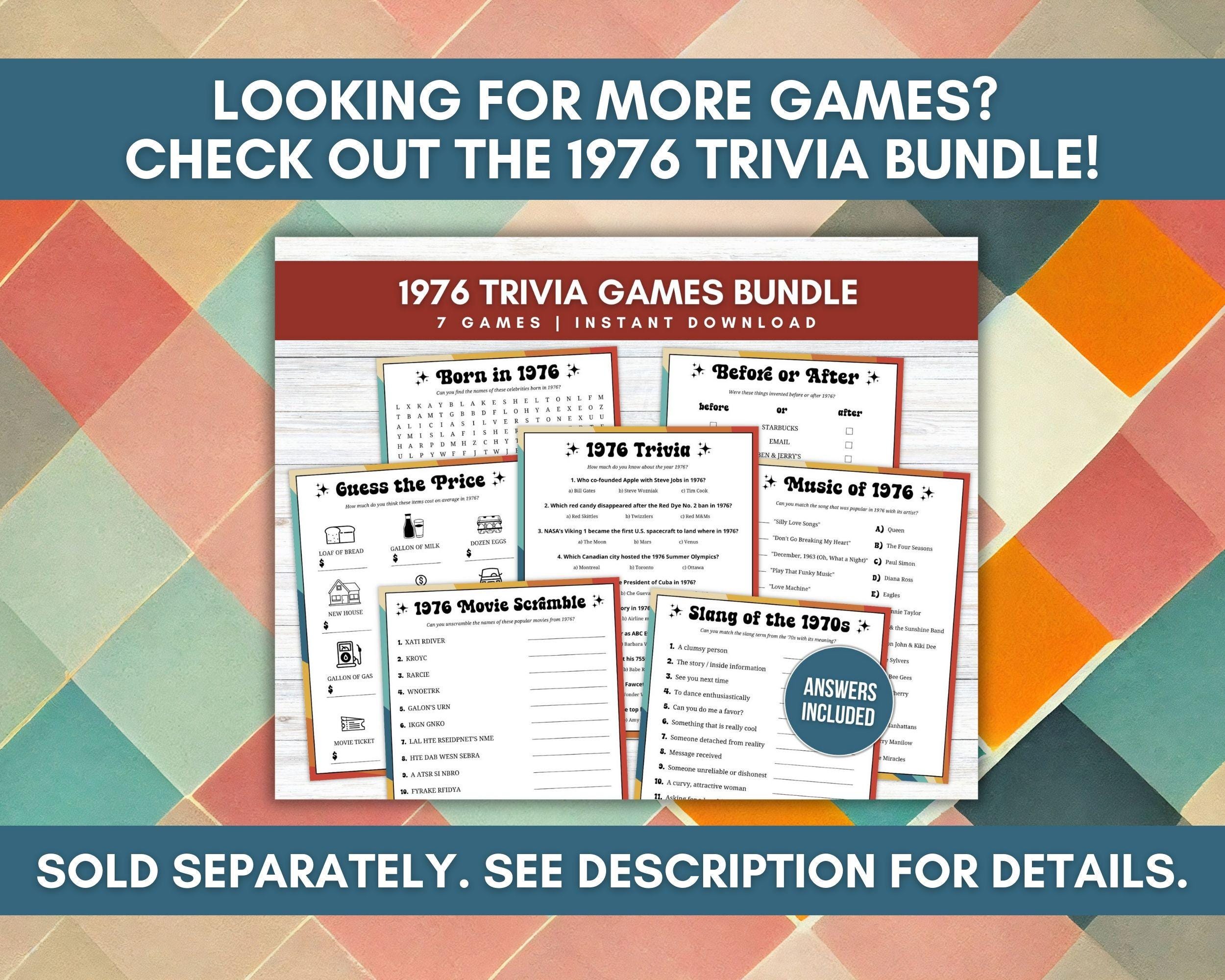 Price Trivia 1976 Guess the Price Trivia, 50th Party Game for Birthday, Anniversary ...