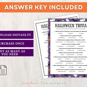 Printable Halloween Trivia Game for Kids and Adults, 10 Halloween ...