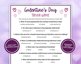 Galetnine's Trivia Printable Game for Adults and Teens, 10 Quiz Questions and Answers for Ladies' Night or Sleepovers, Instant Download