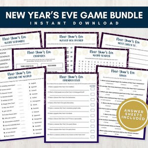 New Year&#39;s Eve Game Bundle for Kids and Adults, 8 Fun Printable Games for New Year&#39;s Parties, Great for Large Groups, Instant Download
