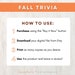 Printable Fall Trivia Game for Kids and Adults, 10 Fall Trivia ...