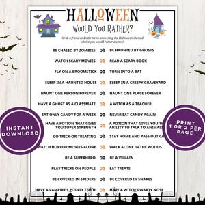 Halloween Would You Rather Game for Kids, Printable This or That With Questions Great for Classrooms and Parties, Instant Download
