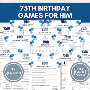 75th Birthday Games for Him, 75th Birthday Men, Born in 1950 Trivia Game, Printable 75th Birthday Ideas, Dad 75th Birthday, Instant Download