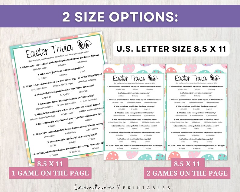 Easter trivia printable game for kids and adults fun facts about