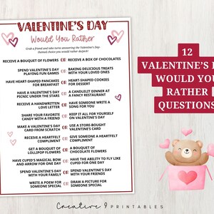 Would You Rather Valentine's Day Game for Kids and Adults, Printable ...