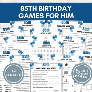 85th Birthday Games for Him, 85th Birthday Men, Born in 1940 Trivia Games, 85th Birthday Ideas, Dad 85th Birthday Party, Instant Download