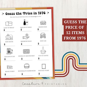 Price Trivia 1976 Guess the Price Trivia, 50th Party Game for Birthday, Anniversary ...