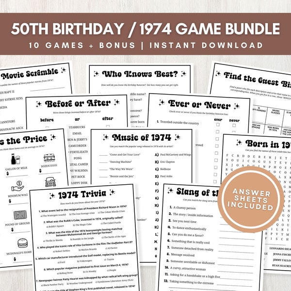 50th Birthday Game Printables Etsy 50th Birthday Game Printables Etsy