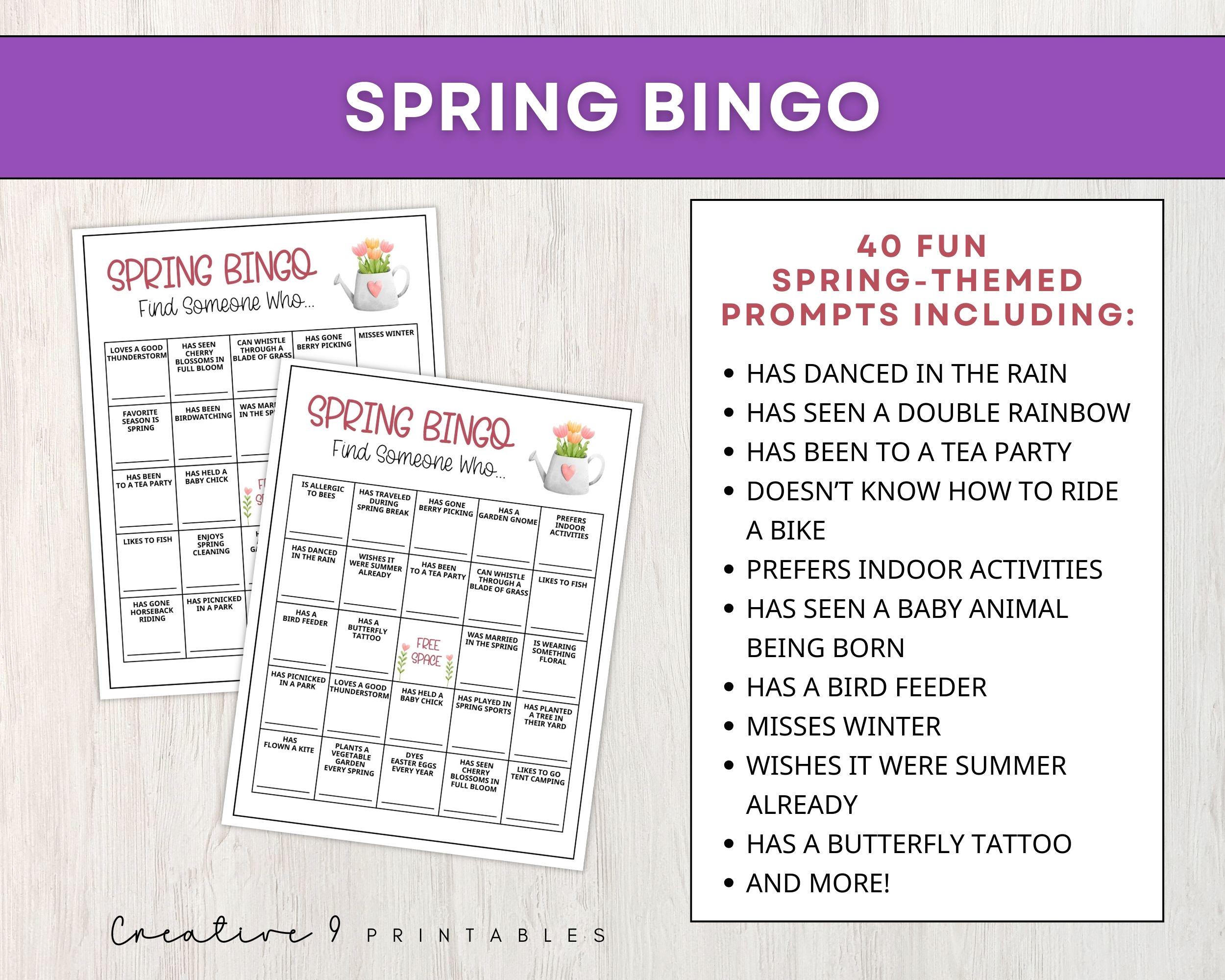Spring Find the Guest Bingo Printable Game for Adults, 50 Prefilled ...