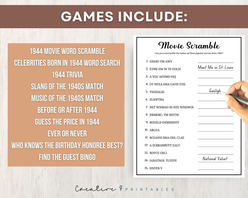 80th Birthday Party Games, Printable Game Bundle With Answer Keys, Born ...