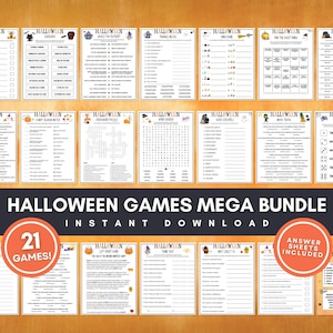 Halloween Party Game Bundle for Kids, Teens, and Adults, 21 Printable Halloween Games for Family, Work, or Classrooms, Instant Download