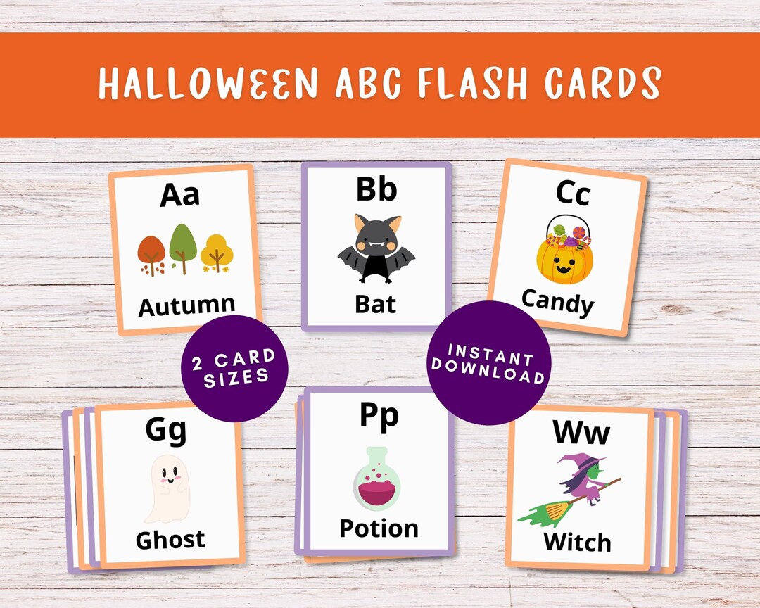 Halloween Printable Flash Cards for Preschool and Etsy