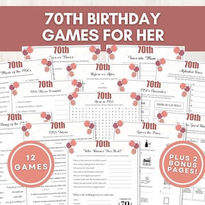 70th Birthday Games for Her, 70th Birthday Women, Born in 1955 Trivia Games, 70th Birthday Ideas, Mom 70th Birthday Ideas, Instant Download