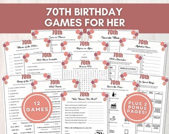 70th Birthday Games for Her, 70th Birthday Women, Born in 1955 Trivia Games, 70th Birthday Ideas, Mom 70th Birthday Ideas, Instant Download