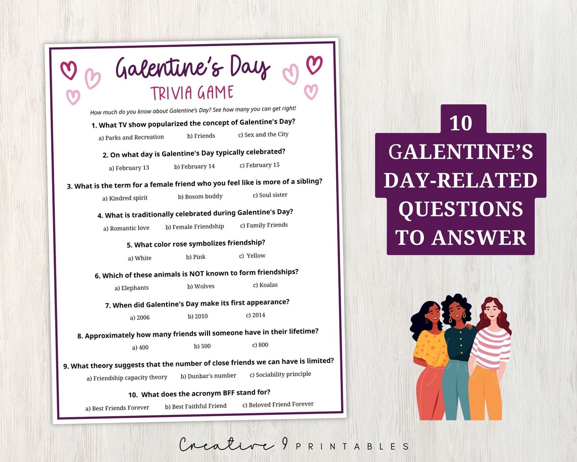 Galetnine's Trivia Printable Game for Adults and Teens, 10 Quiz