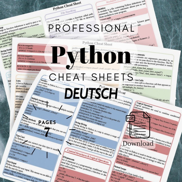 Python für Anfänger deutsch - Grundlagen der Programmierung Python lernen Python Befehlsliste coden Wichtige Funktionen Python Übersicht