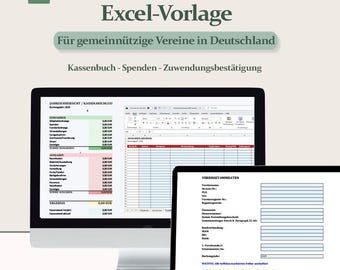 Vereinsbuchhaltung Excel Vorlage (gemeinnützig) | Kassenbuch Einnahmen/Ausgaben | Spenden & Zuwendungsbestätigung (BMF-konform)
