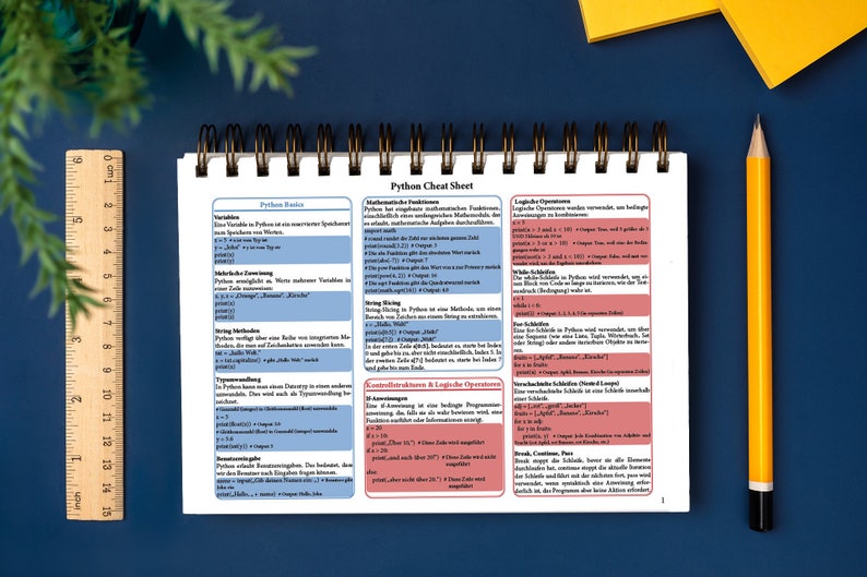 Python Cheat Sheet Deutsch Beispiel