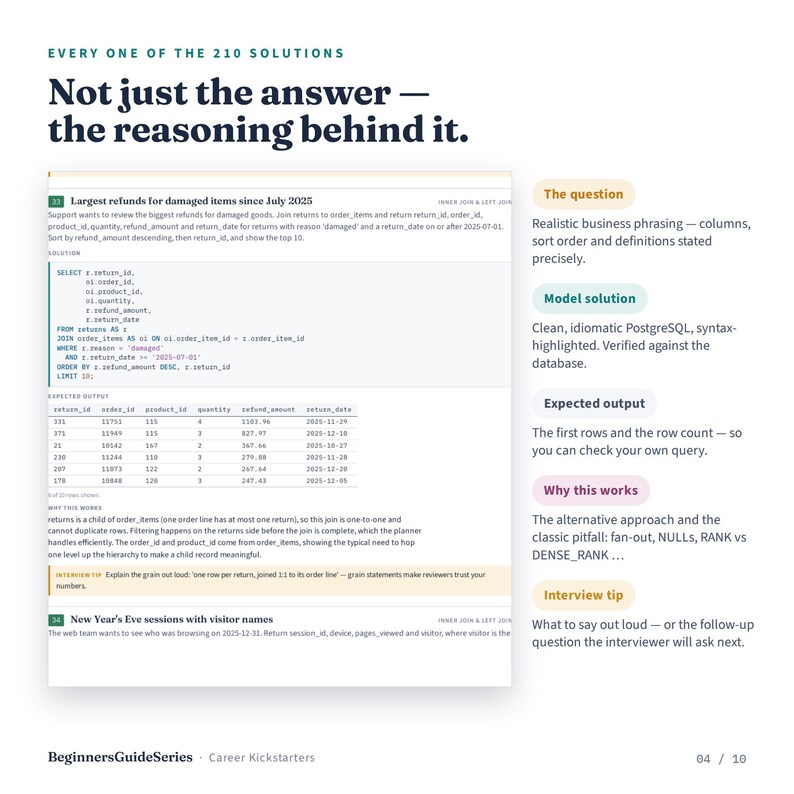 Data Analyst Interview Prep Kit | 150 SQL Questions, 60 Python Pandas Exercises, 3 Take-Home Case Studies, Presentation Template & Tracker Bild 4