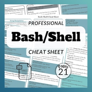 Bash for Beginners Cheat Sheet - Learn Shell Basics Bash Commands Key Functions Shell Scripting Guide Linux Command Overview Shell and Bash