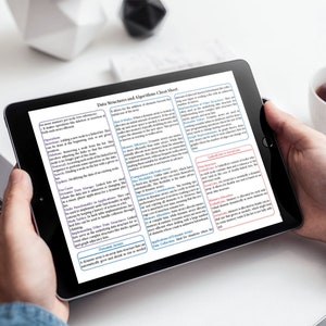 Data Structures and Algorithms Cheat Sheet Data Analyst Beginner ...