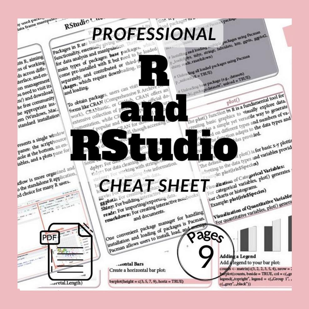 R Programming Cheat Sheet - Rstudio Reference PDF - Etsy